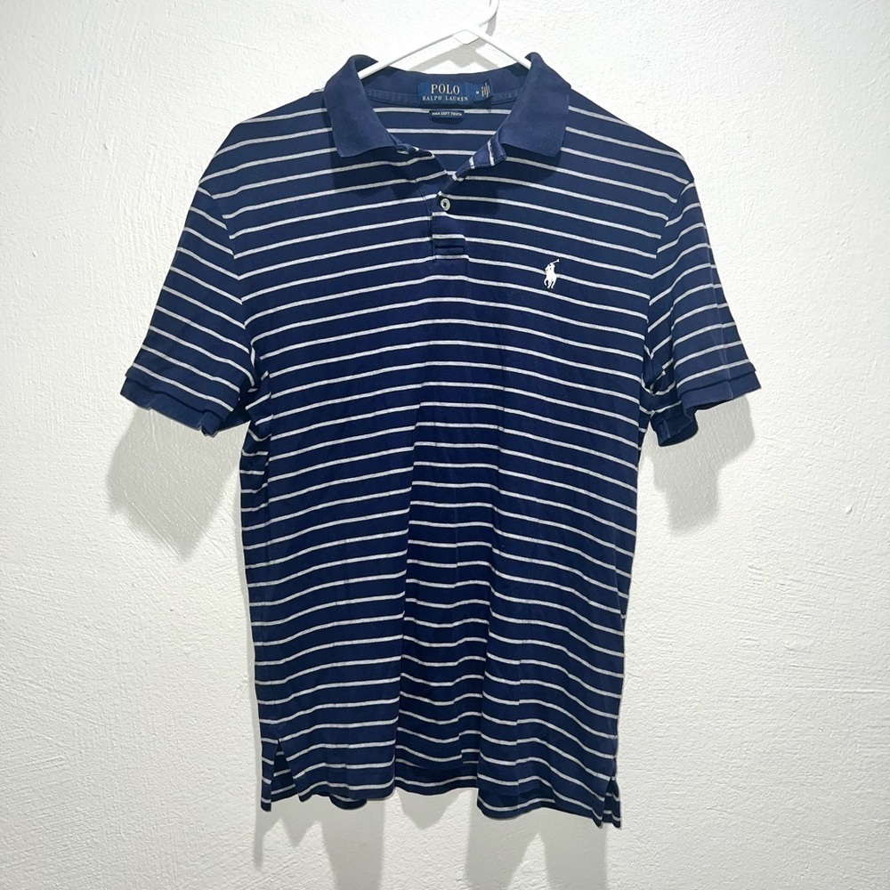 Polo Ralph Lauren Blue Strip Pima Soft Touch Short Sleeve Top